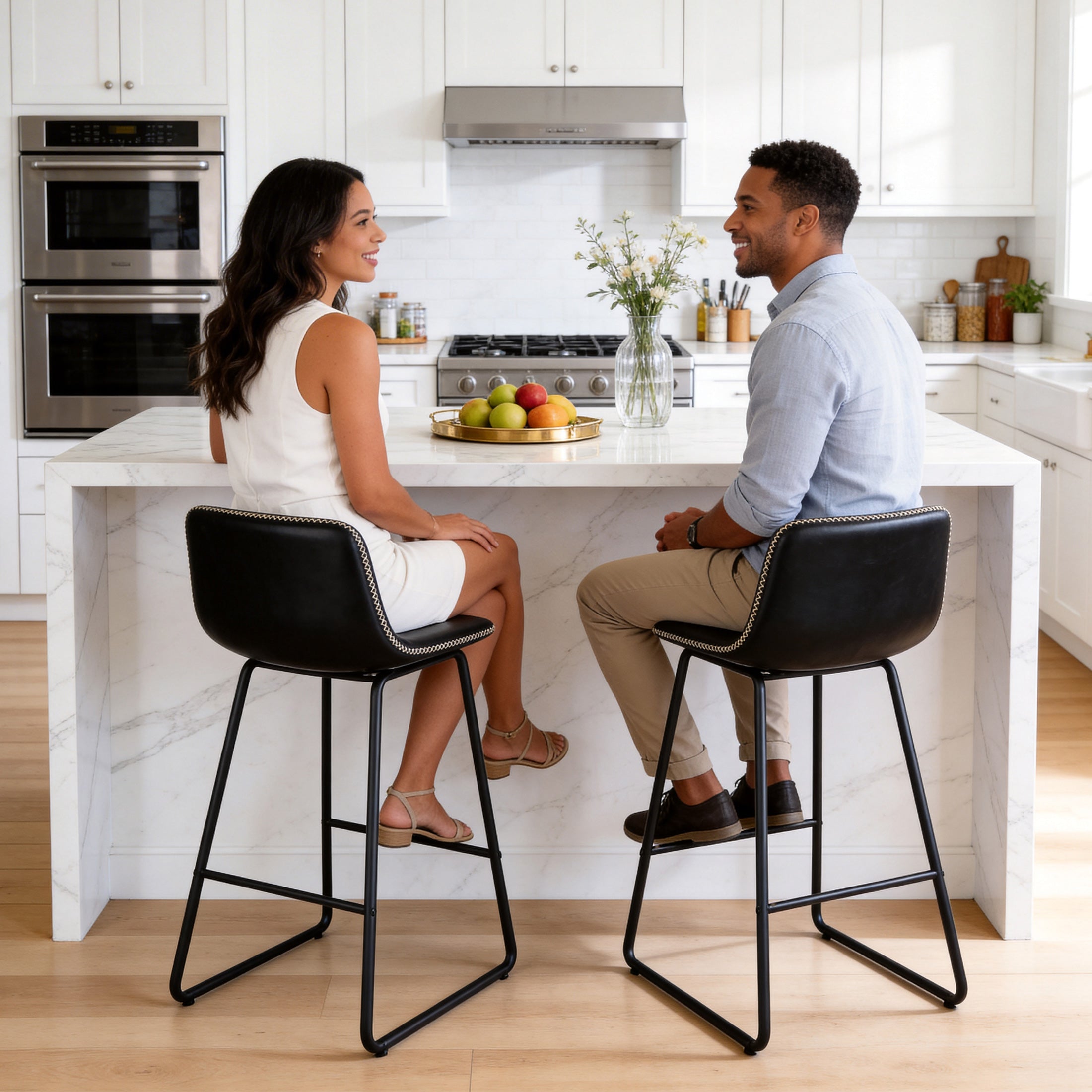 FIRAVOE Counter Height Bar Stools Set of 2, Counter Stools with Backs, Modern Bar Stools for Kitchen Island, Bar Stools 26 Inch Seat Height