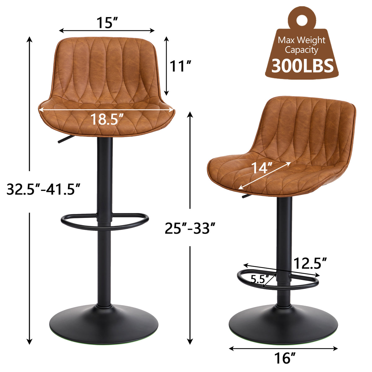 FIRAVOE Swivel Bar Stools Set Counter Height Bar Stools with Back