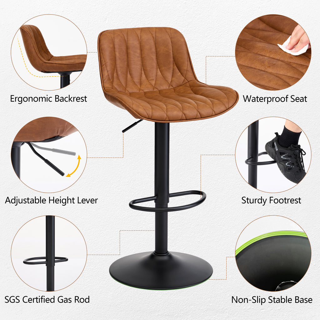 FIRAVOE Swivel Bar Stools Set Counter Height Bar Stools with Back