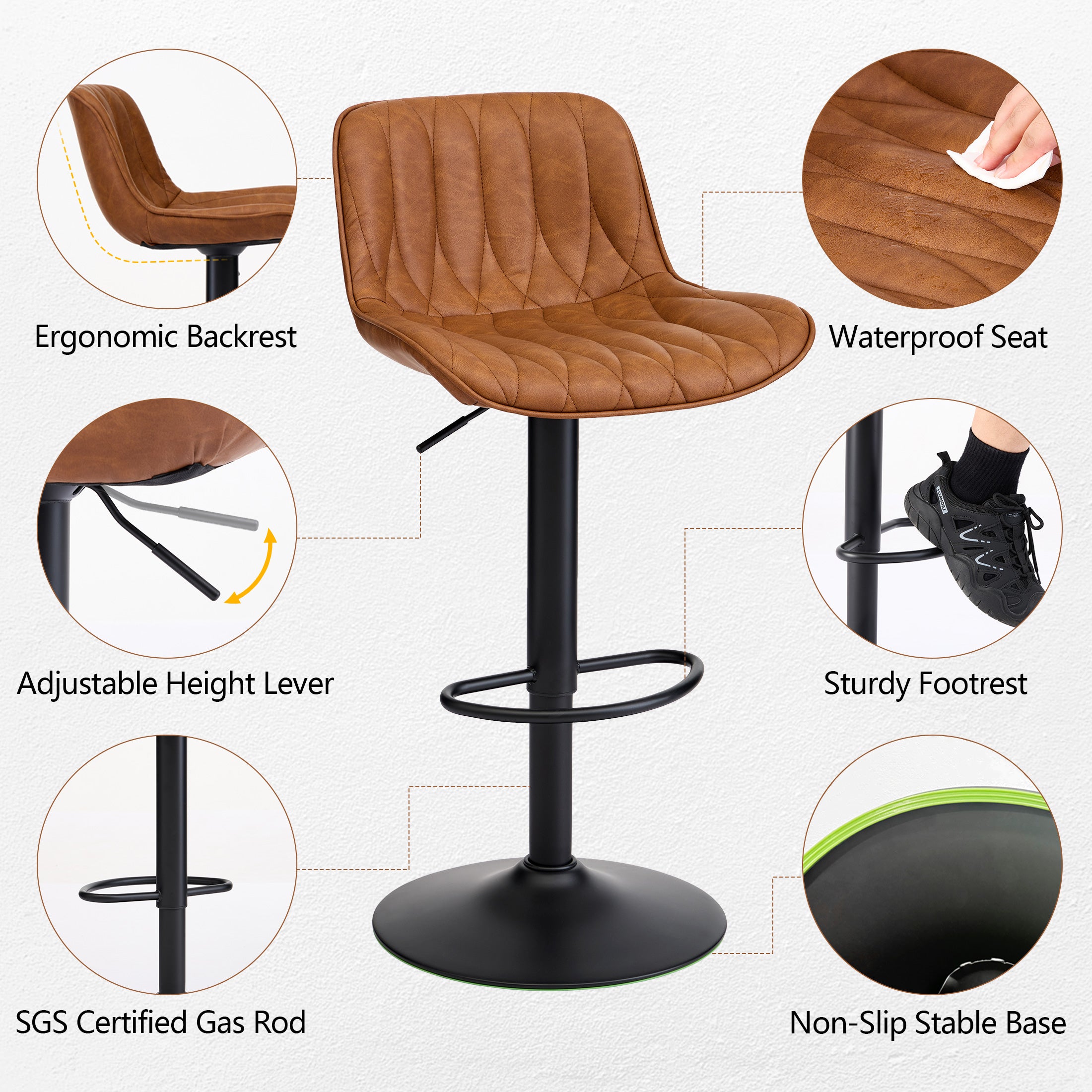 FIRAVOE Swivel Bar Stools Set Counter Height Bar Stools with Back