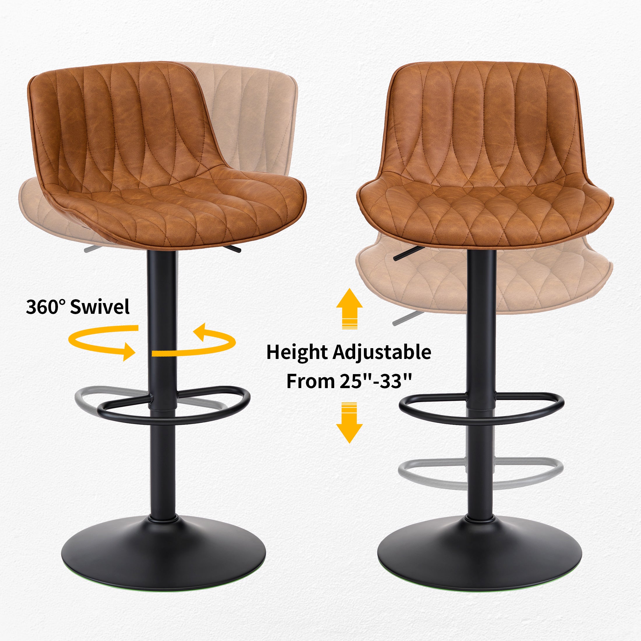 FIRAVOE Swivel Bar Stools Set Counter Height Bar Stools with Back