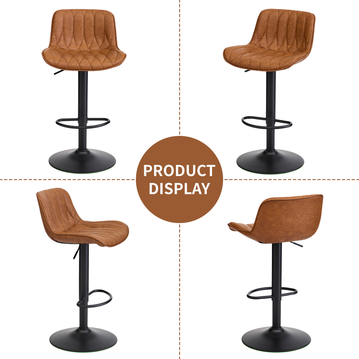 FIRAVOE Swivel Bar Stools Set Counter Height Bar Stools with Back
