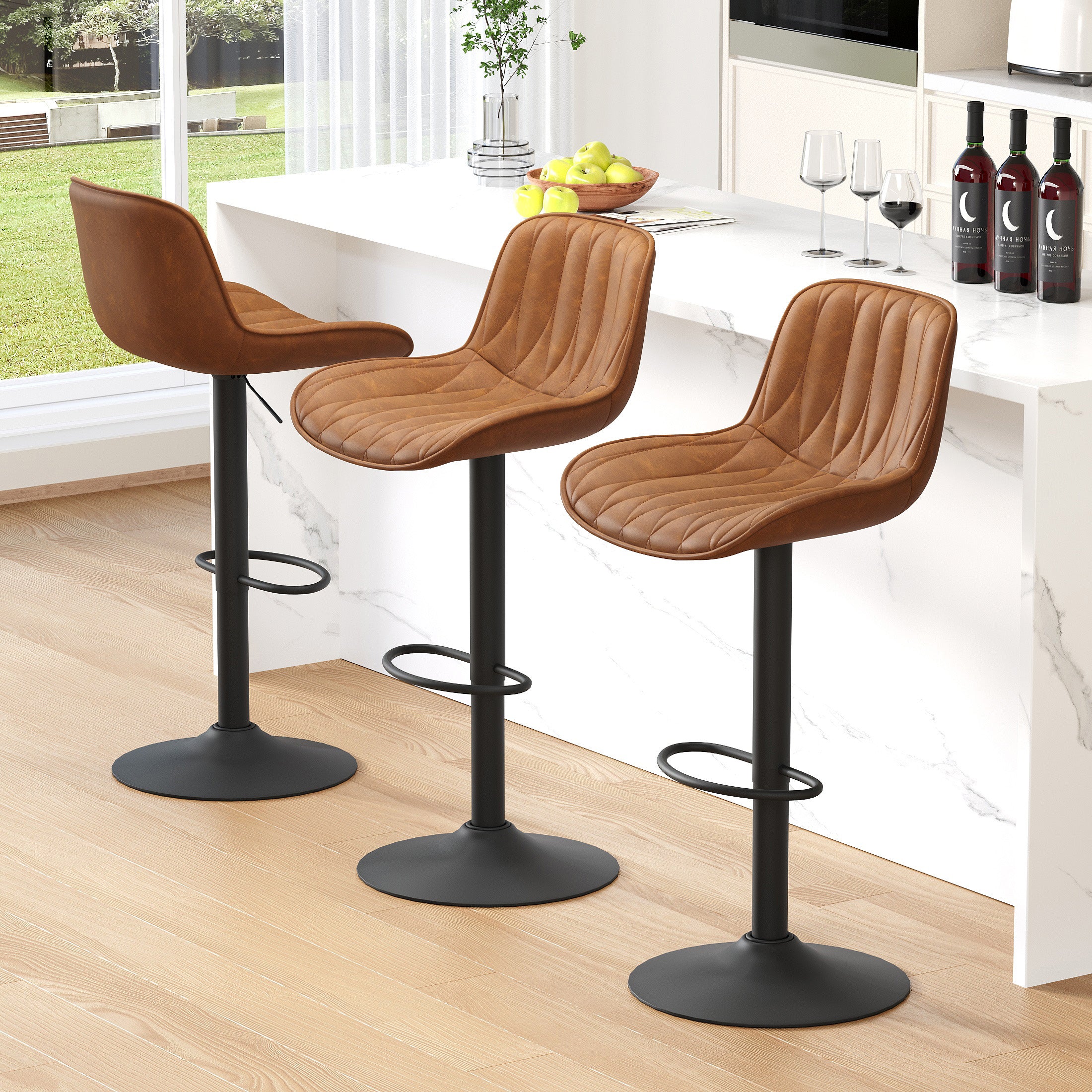 FIRAVOE Swivel Bar Stools Set Counter Height Bar Stools with Back