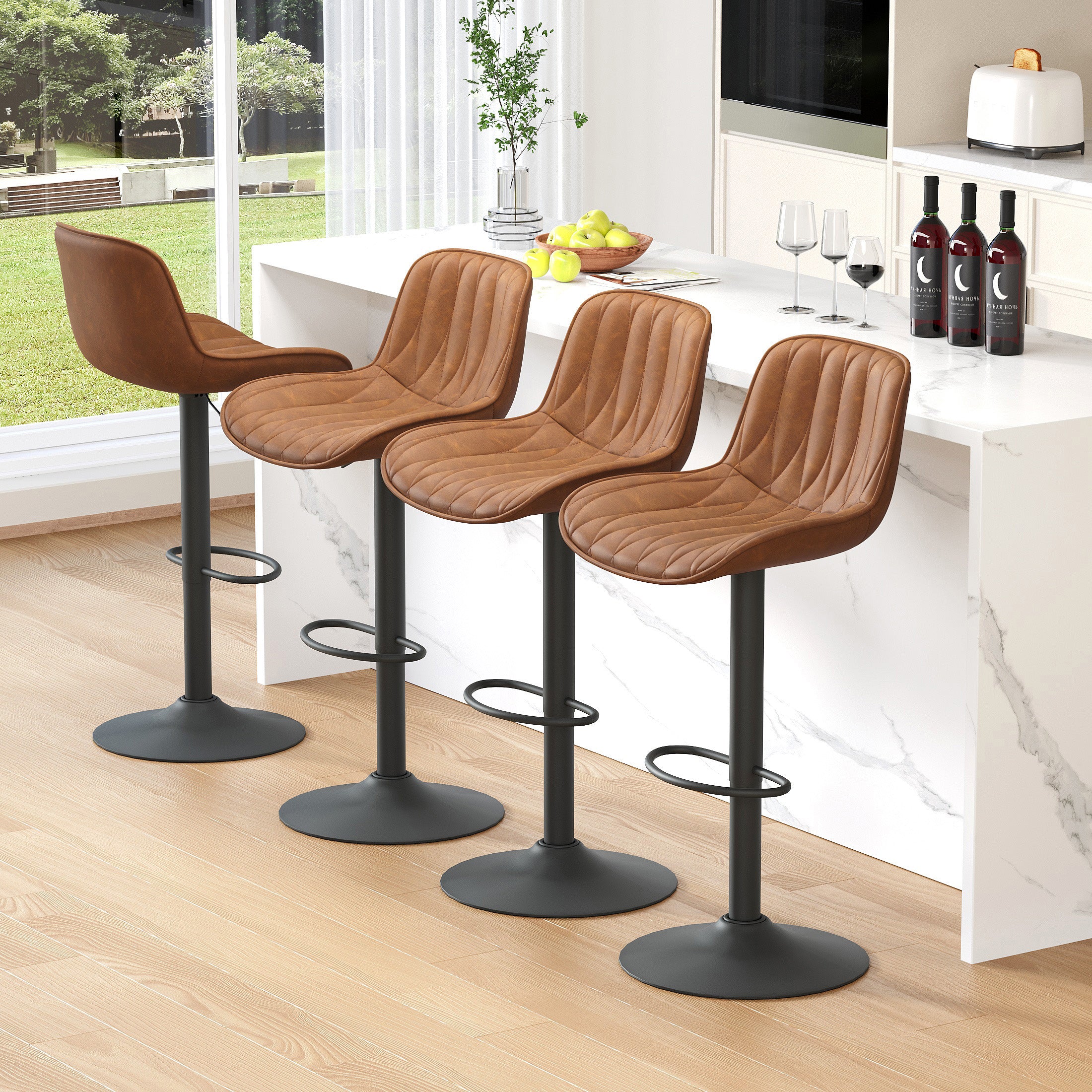 FIRAVOE Swivel Bar Stools Set Counter Height Bar Stools with Back