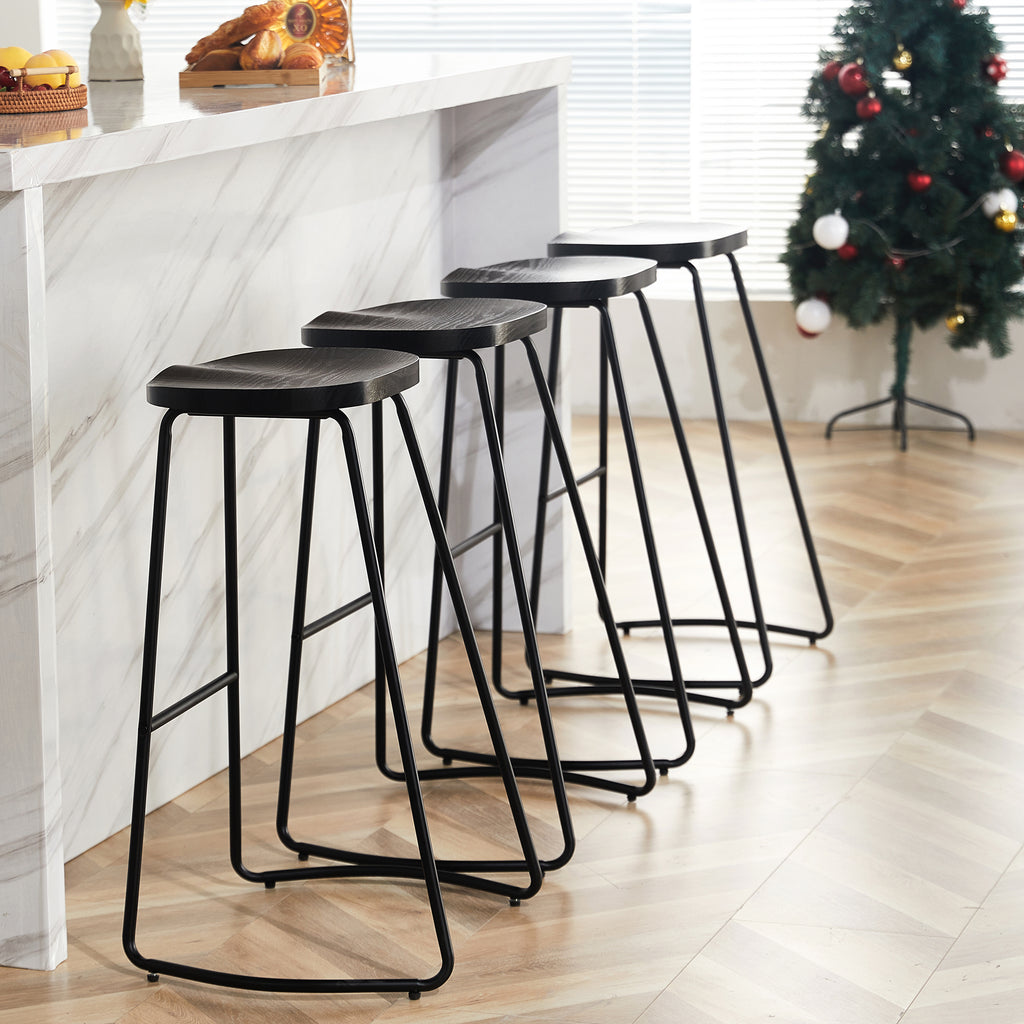 FIRAVOE Wooden Backless Bar Stools Set