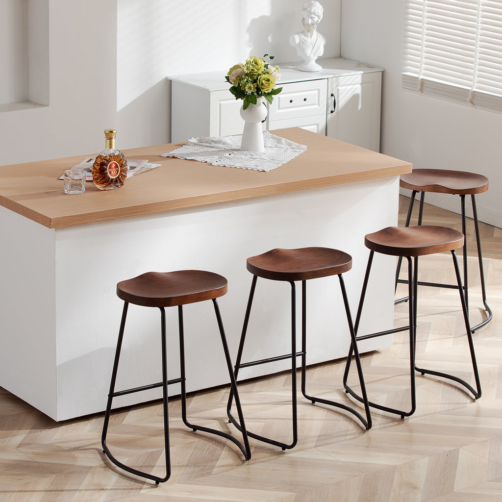 FIRAVOE Wooden Backless Bar Stools Set