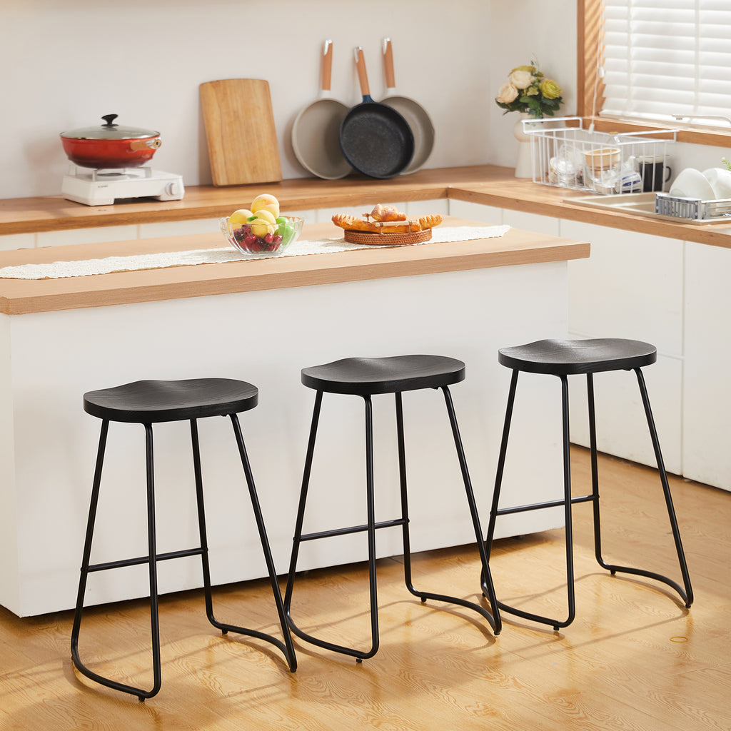 FIRAVOE Wooden Backless Bar Stools Set