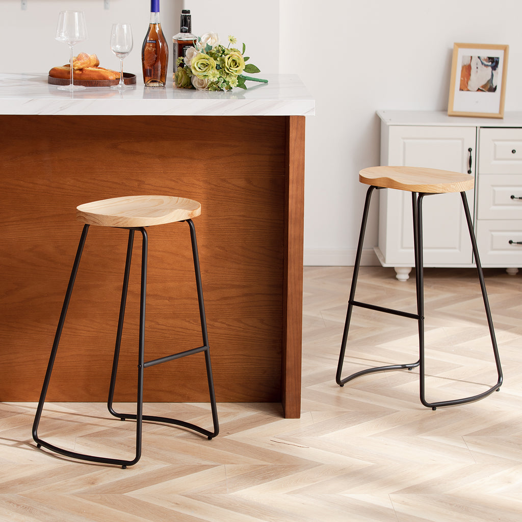 FIRAVOE Wooden Backless Bar Stools Set