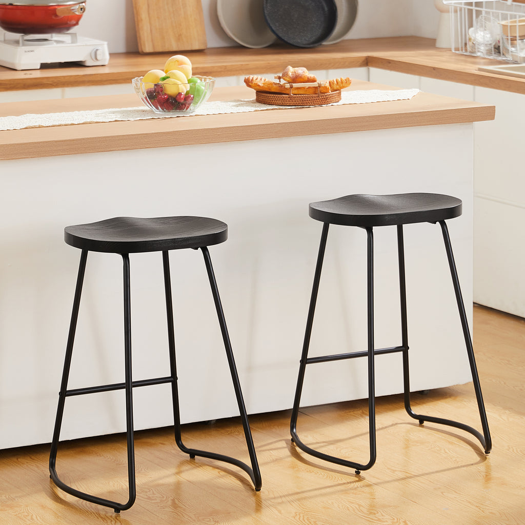 FIRAVOE Wooden Backless Bar Stools Set