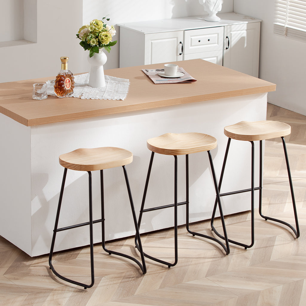 FIRAVOE Wooden Backless Bar Stools Set