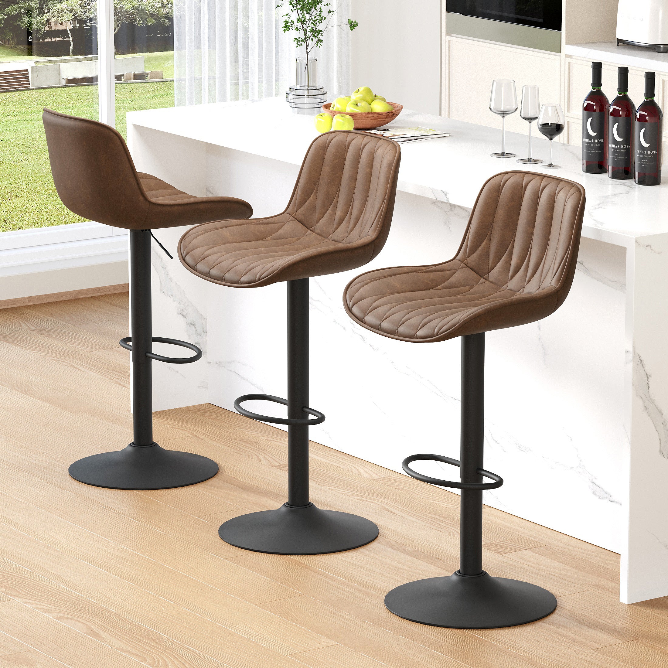 FIRAVOE Swivel Bar Stools Set Counter Height Bar Stools with Back