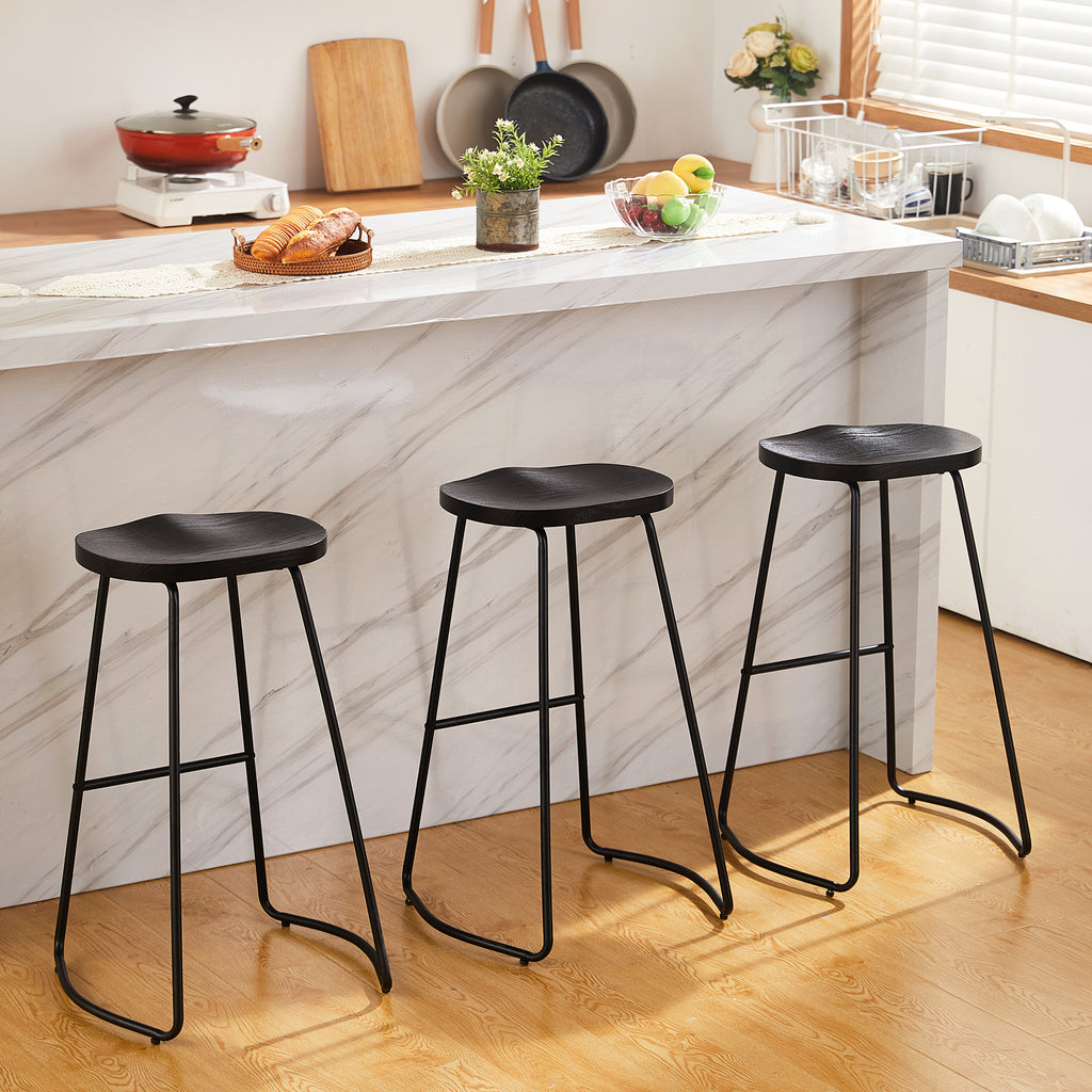 FIRAVOE Wooden Backless Bar Stools Set