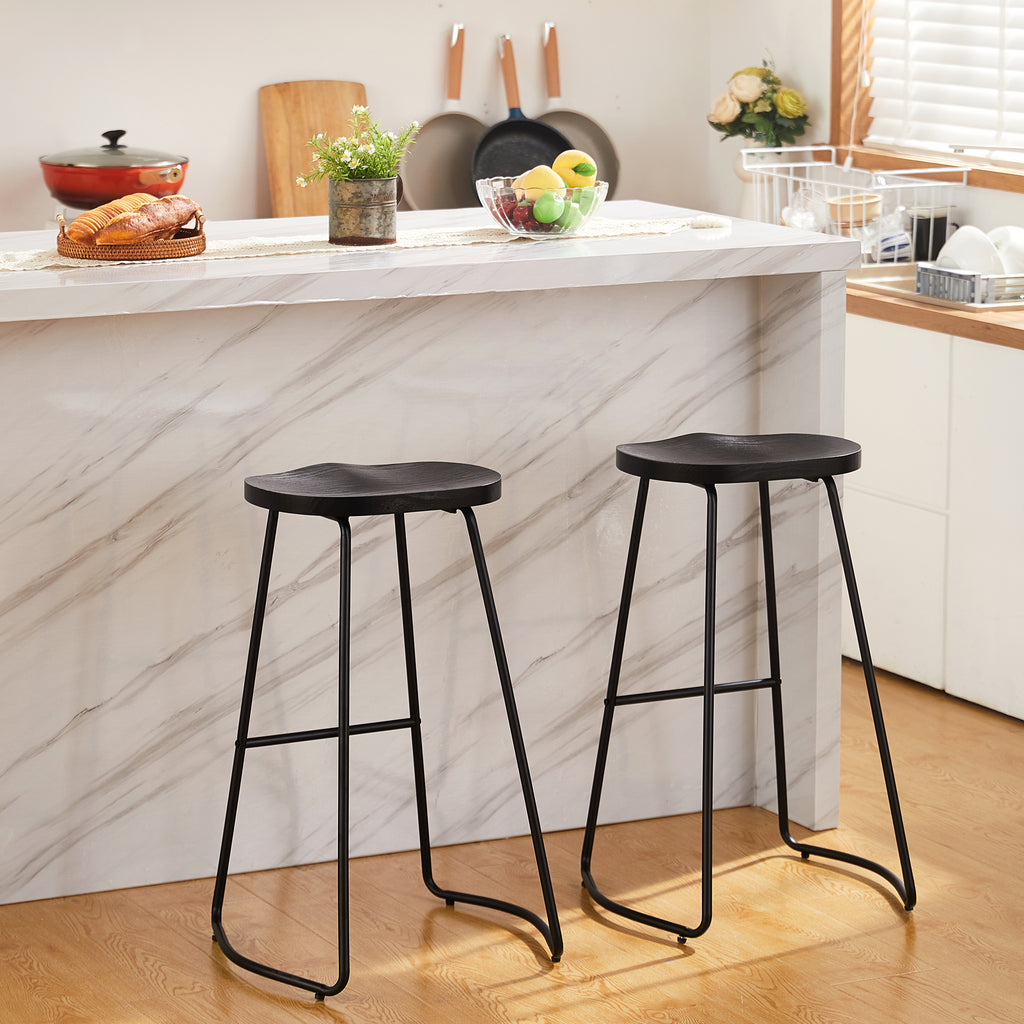 FIRAVOE Wooden Backless Bar Stools Set
