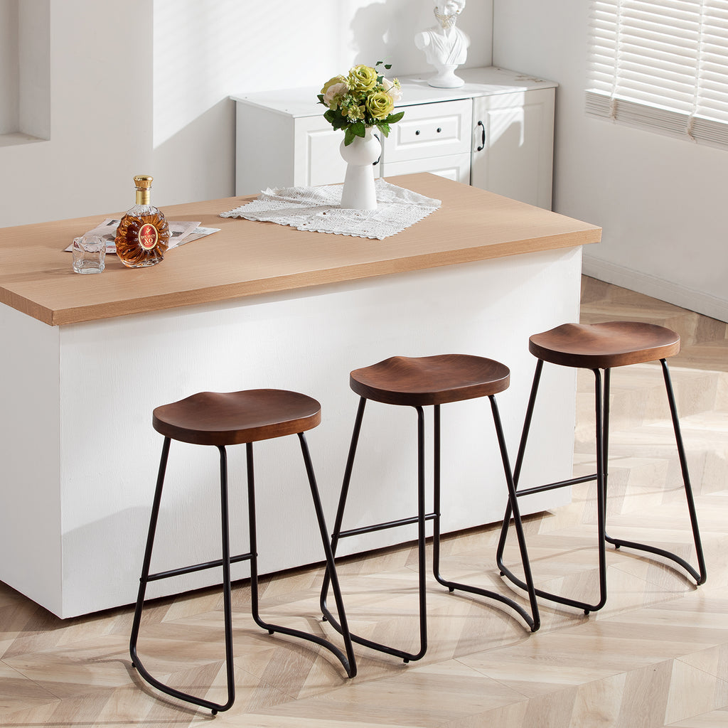 FIRAVOE Wooden Backless Bar Stools Set
