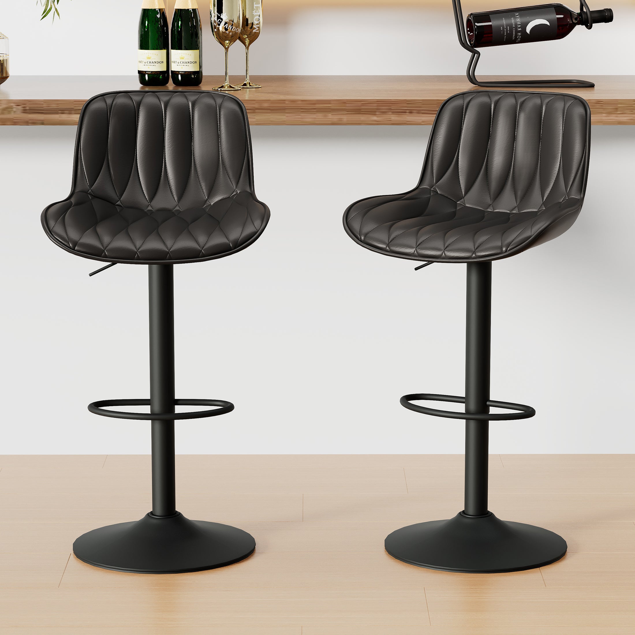 FIRAVOE Swivel Bar Stools Set Counter Height Bar Stools with Back