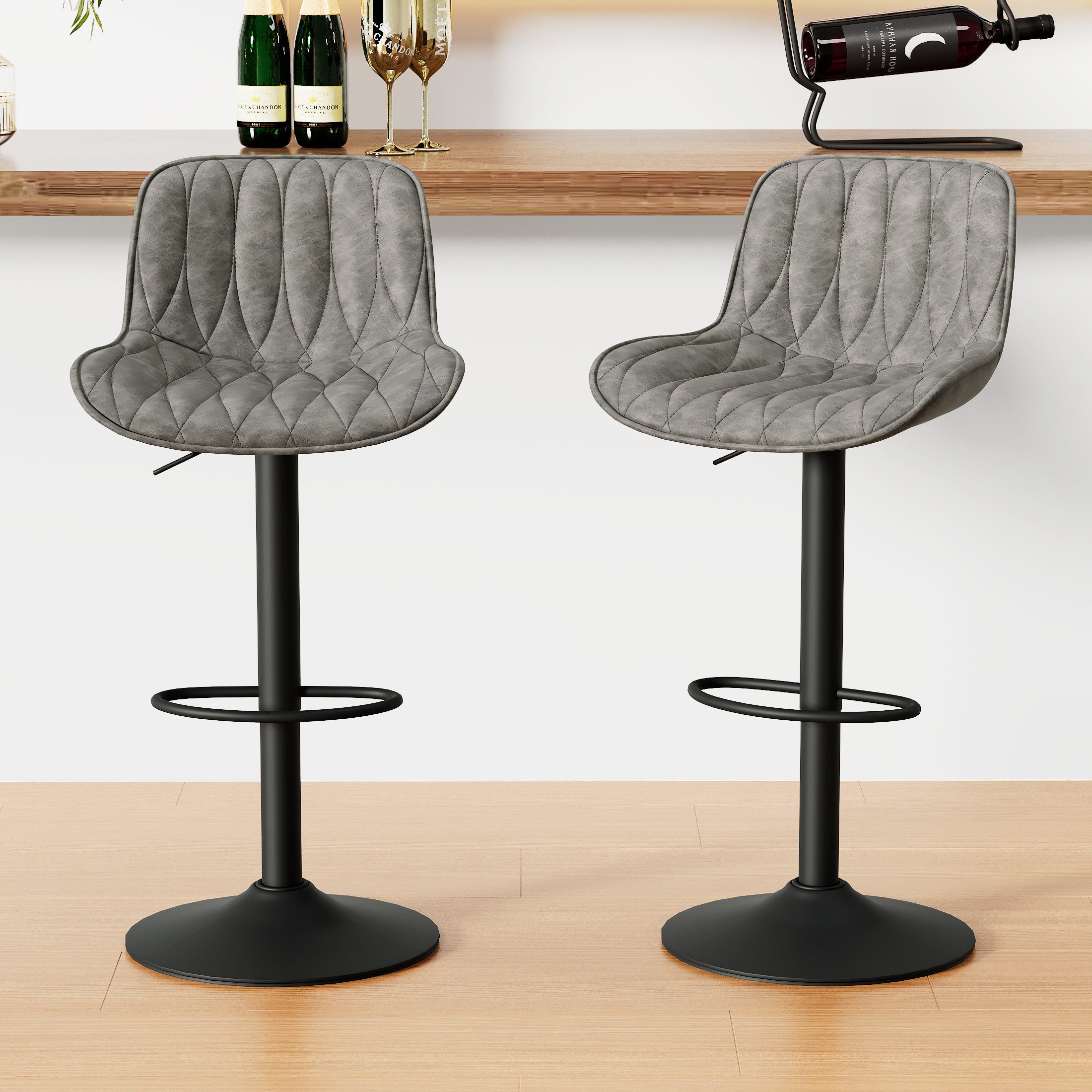 FIRAVOE Swivel Bar Stools Set Counter Height Bar Stools with Back