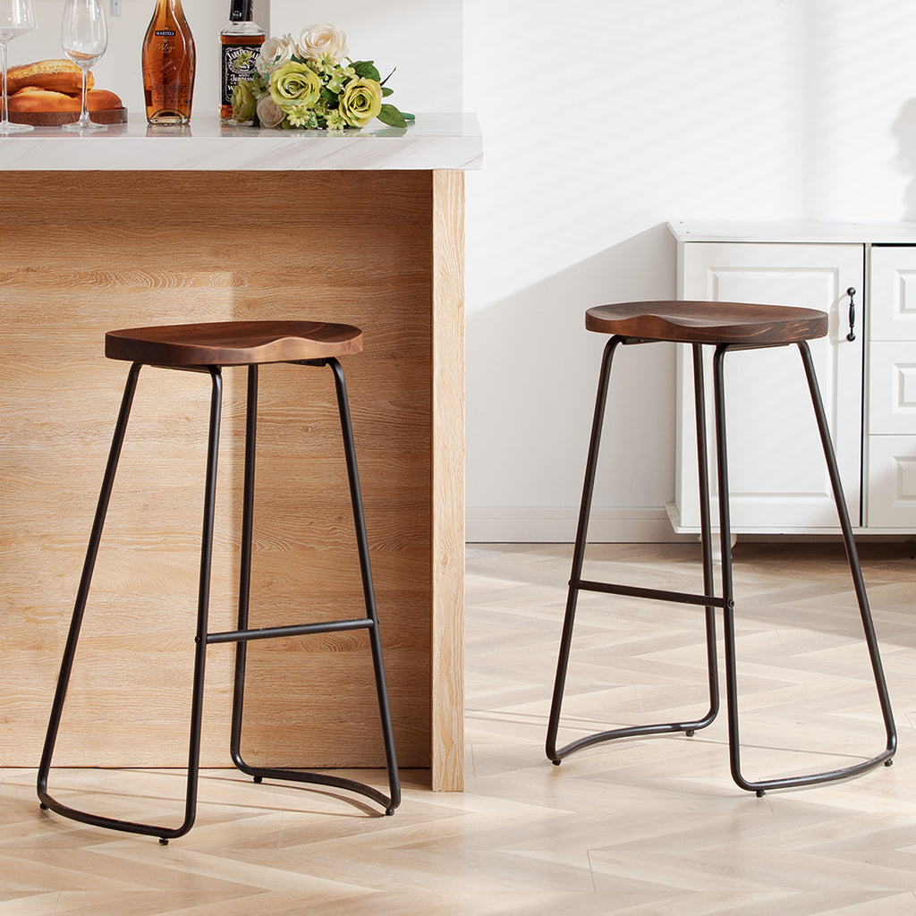 FIRAVOE Wooden Backless Bar Stools Set