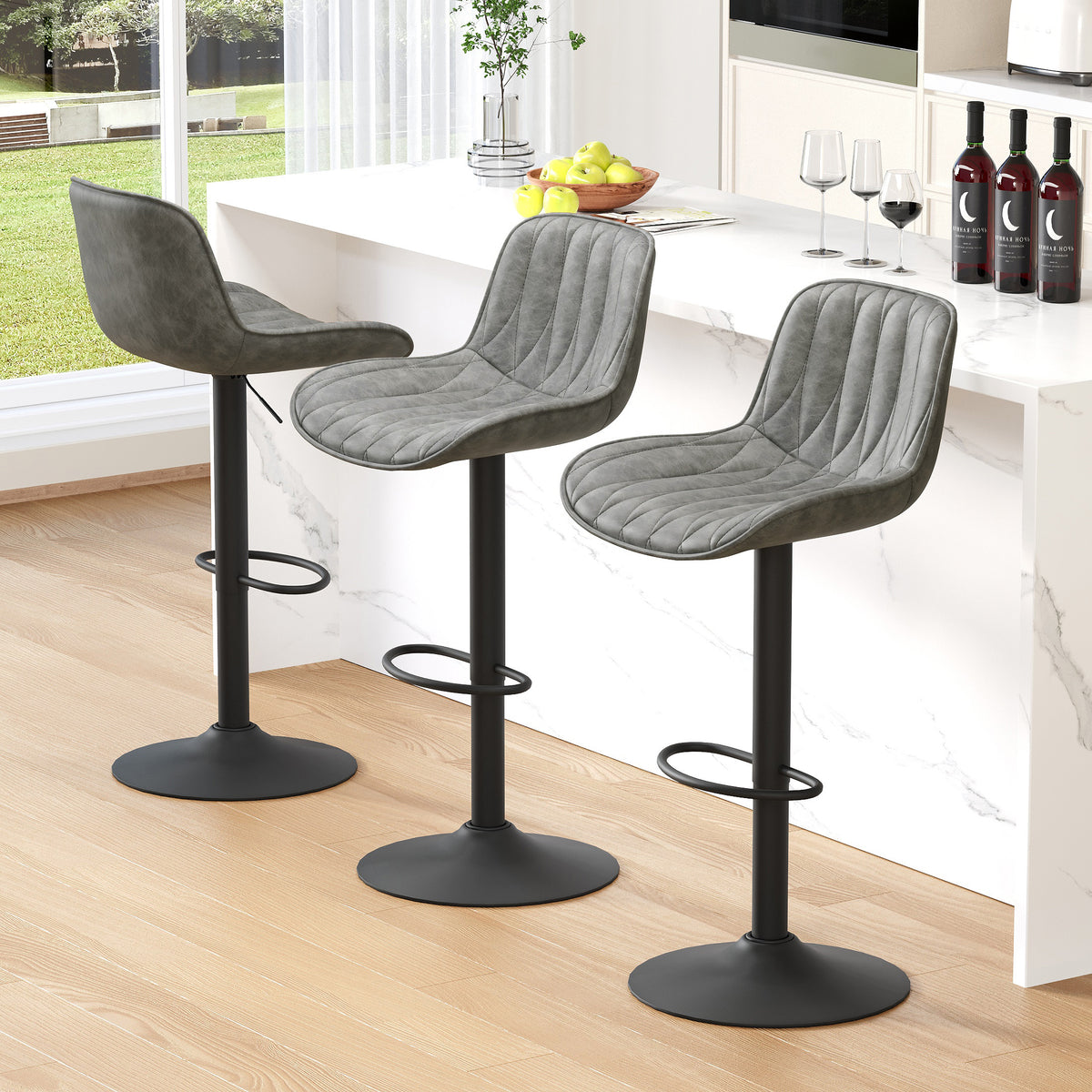 FIRAVOE Swivel Bar Stools Set Counter Height Bar Stools with Back