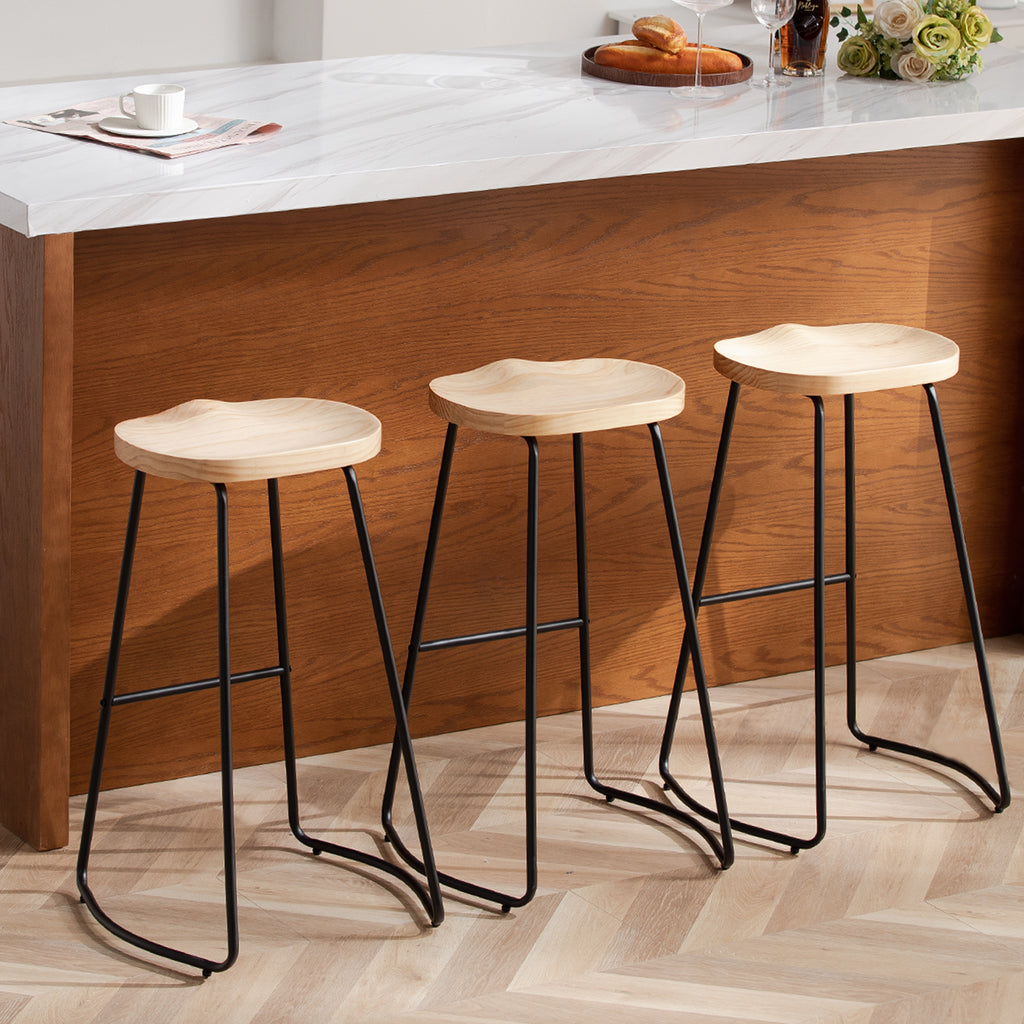 FIRAVOE Wooden Backless Bar Stools Set