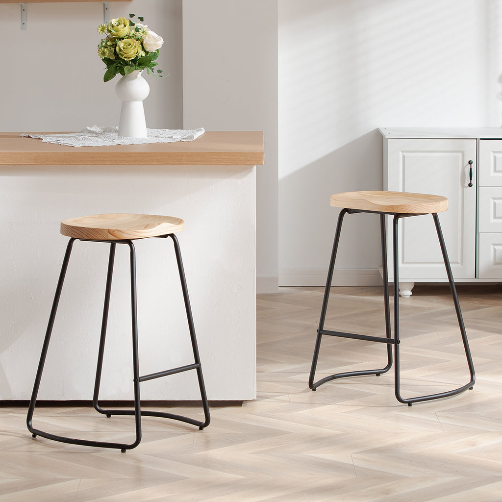 FIRAVOE Wooden Backless Bar Stools Set