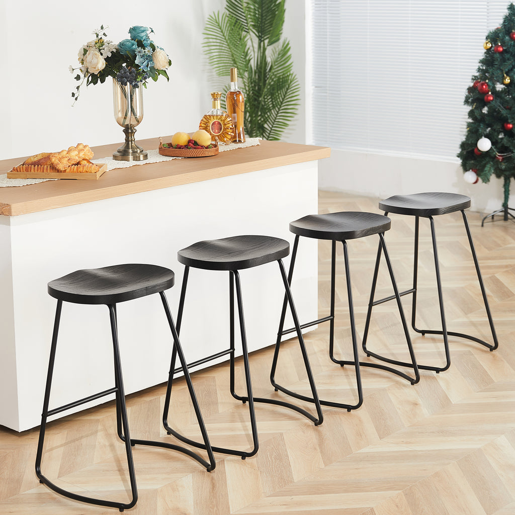 FIRAVOE Wooden Backless Bar Stools Set
