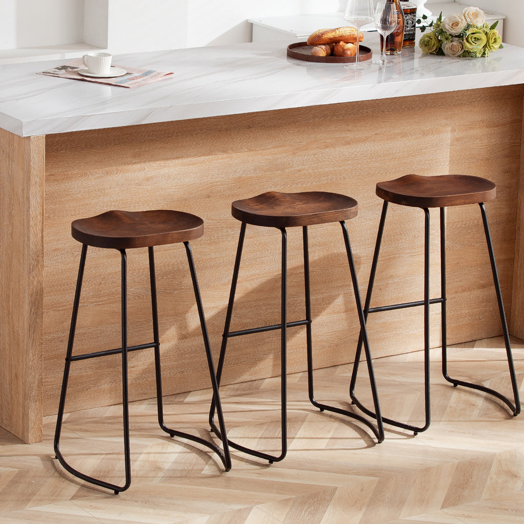 FIRAVOE Wooden Backless Bar Stools Set