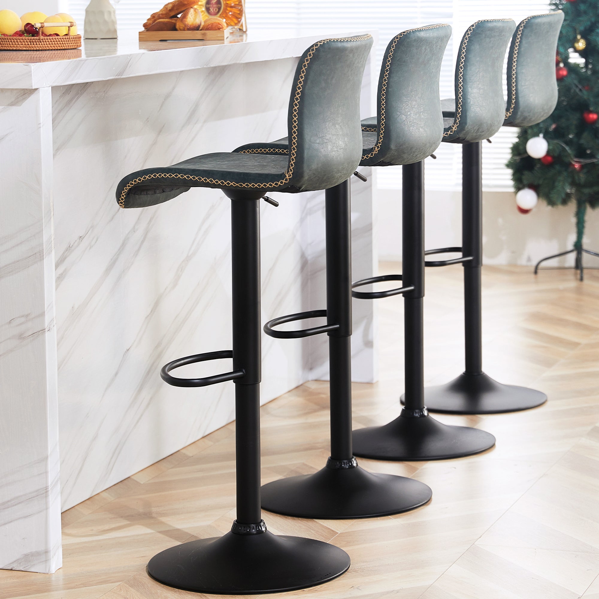 FIRAVOE Swivel Bar Stools Set of 2/3//4/6, Counter Height Bar Stools with Back, Adjustable Bar Stools 24" to 32", Brown Leather Kitchen Barstools Counter Stools Island Bar Chairs