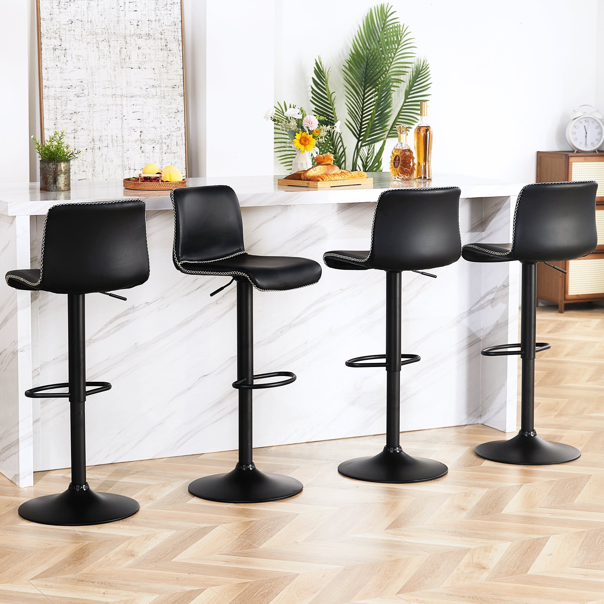 FIRAVOE Swivel Bar Stools Set of 2/3//4/6, Counter Height Bar Stools with Back, Adjustable Bar Stools 24" to 32", Brown Leather Kitchen Barstools Counter Stools Island Bar Chairs