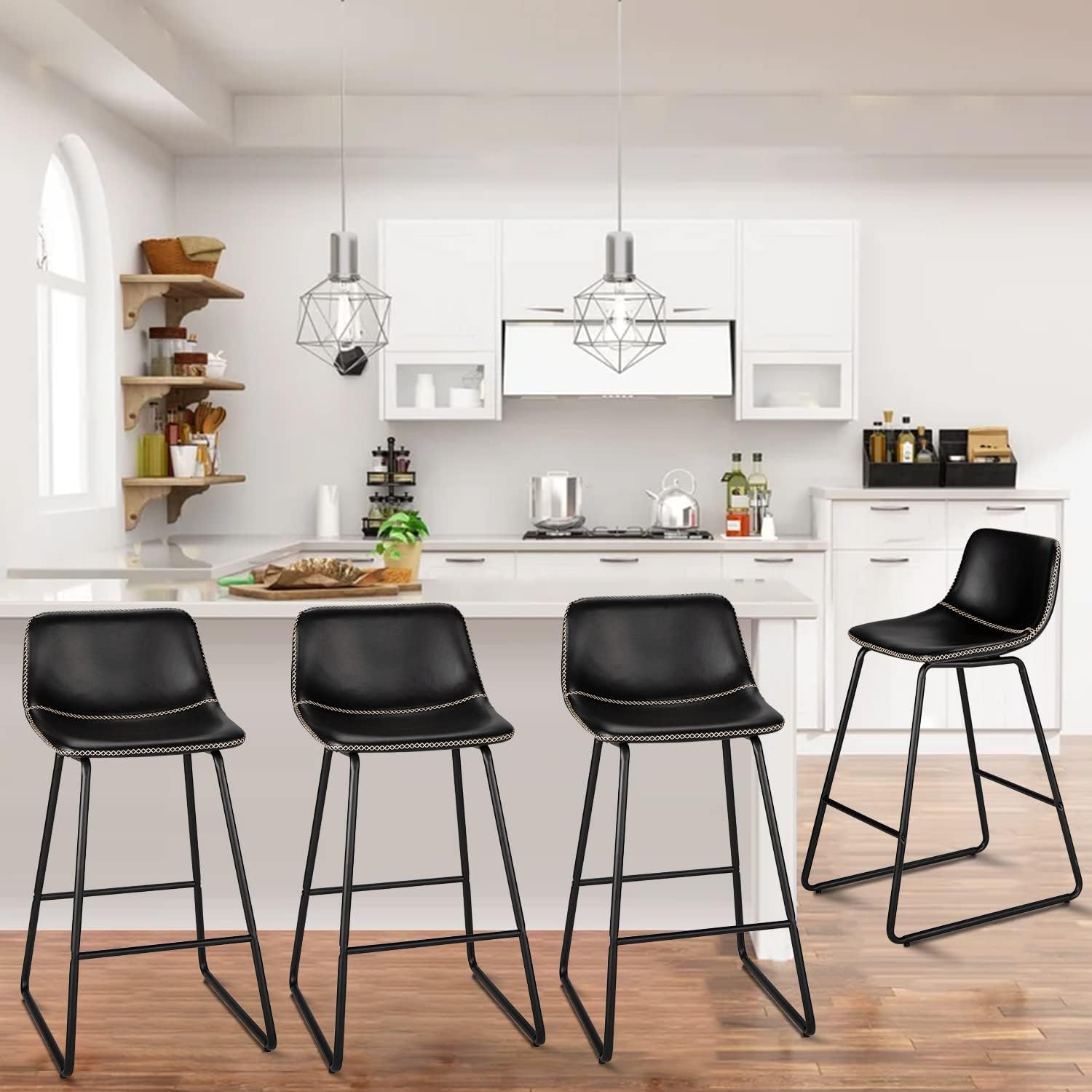 FIRAVOE Counter Height Bar Stools Set of 2, Counter Stools with Backs, Modern Bar Stools for Kitchen Island, Bar Stools 26 Inch Seat Height