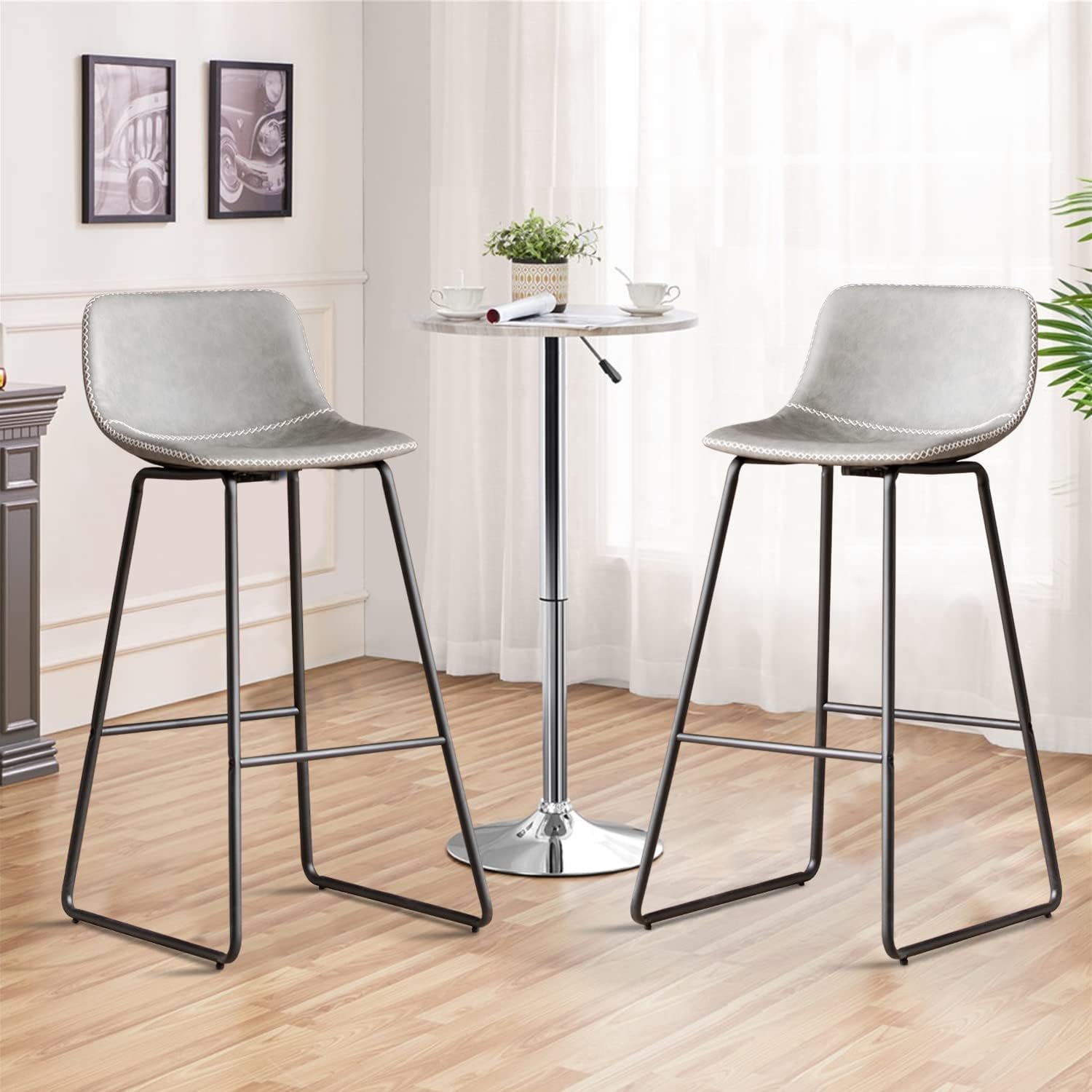 FIRAVOE Counter Height Bar Stools Set of 2, Counter Stools with Backs, Modern Bar Stools for Kitchen Island, Bar Stools 26 Inch Seat Height
