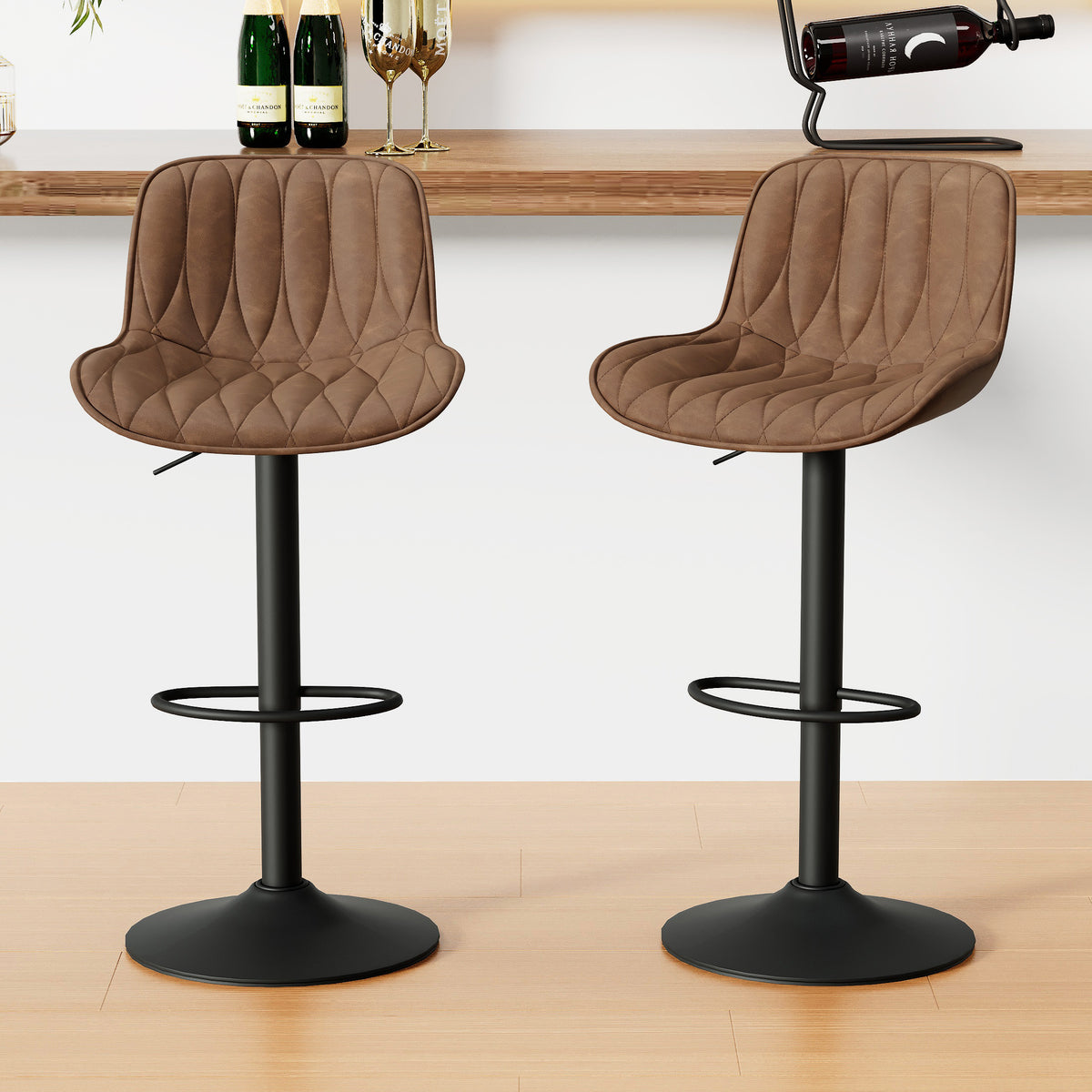 FIRAVOE Swivel Bar Stools Set Counter Height Bar Stools with Back