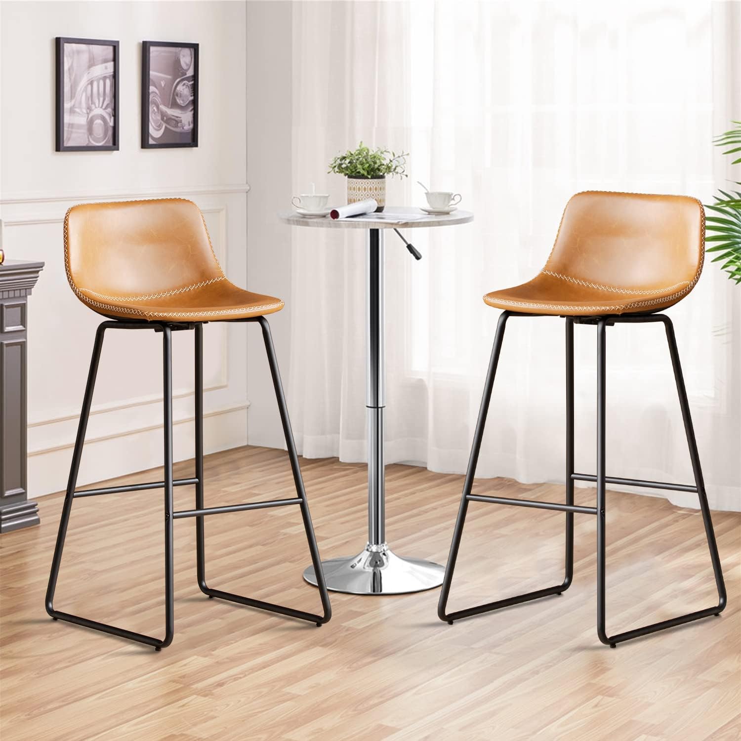 FIRAVOE Counter Height Bar Stools Set of 2, Counter Stools with Backs, Modern Bar Stools for Kitchen Island, Bar Stools 26 Inch Seat Height