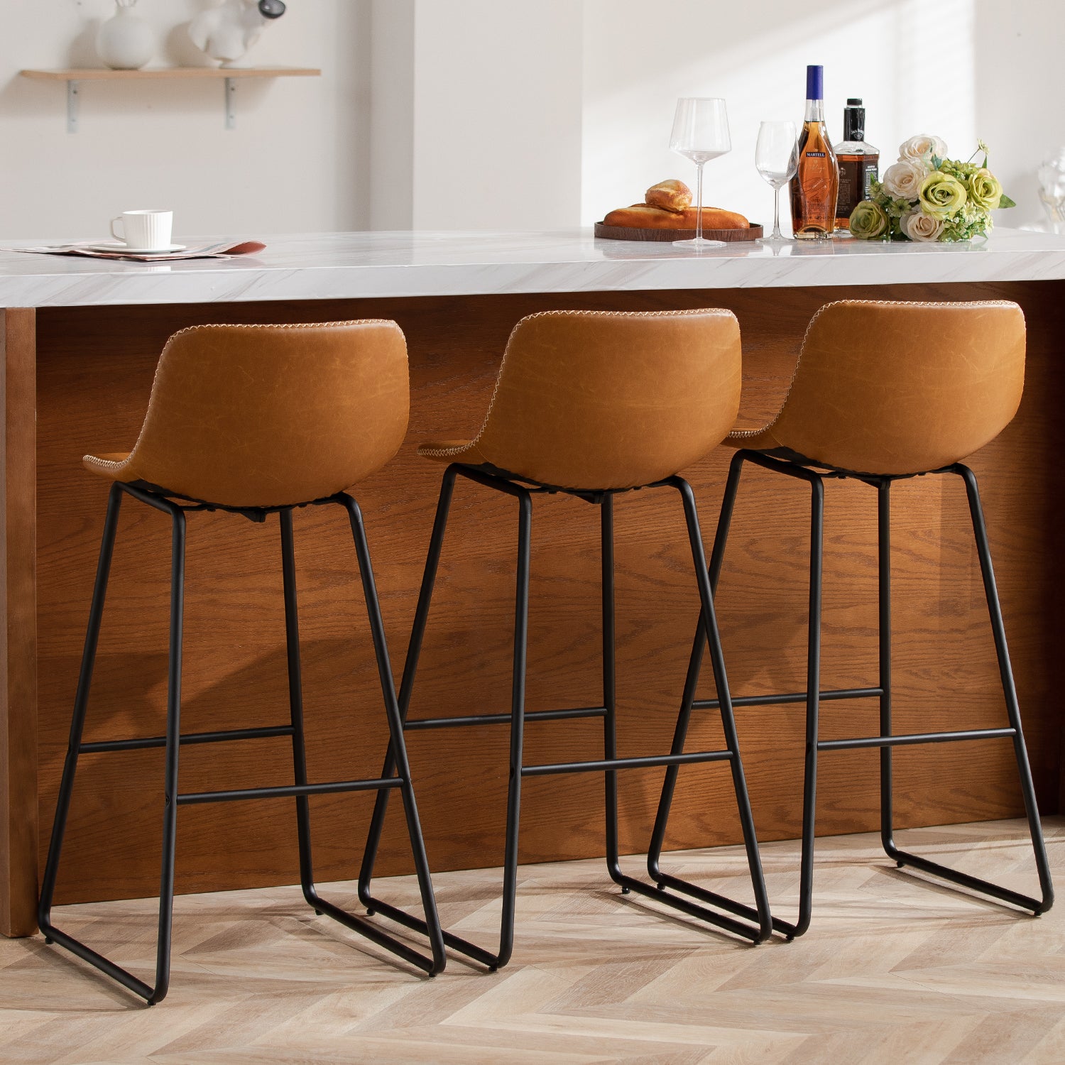 FIRAVOE Counter Height Bar Stools Set of 2, Counter Stools with Backs, Modern Bar Stools for Kitchen Island, Bar Stools 26 Inch Seat Height